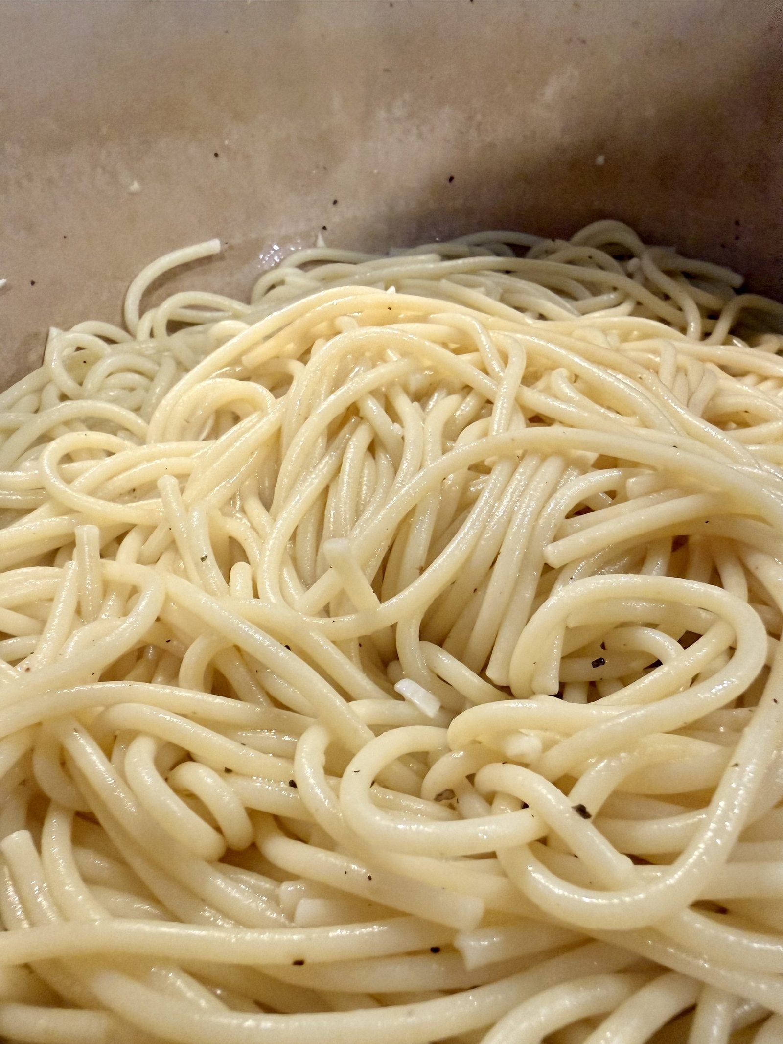 Spaghetti Aglio e Olio with Sausage