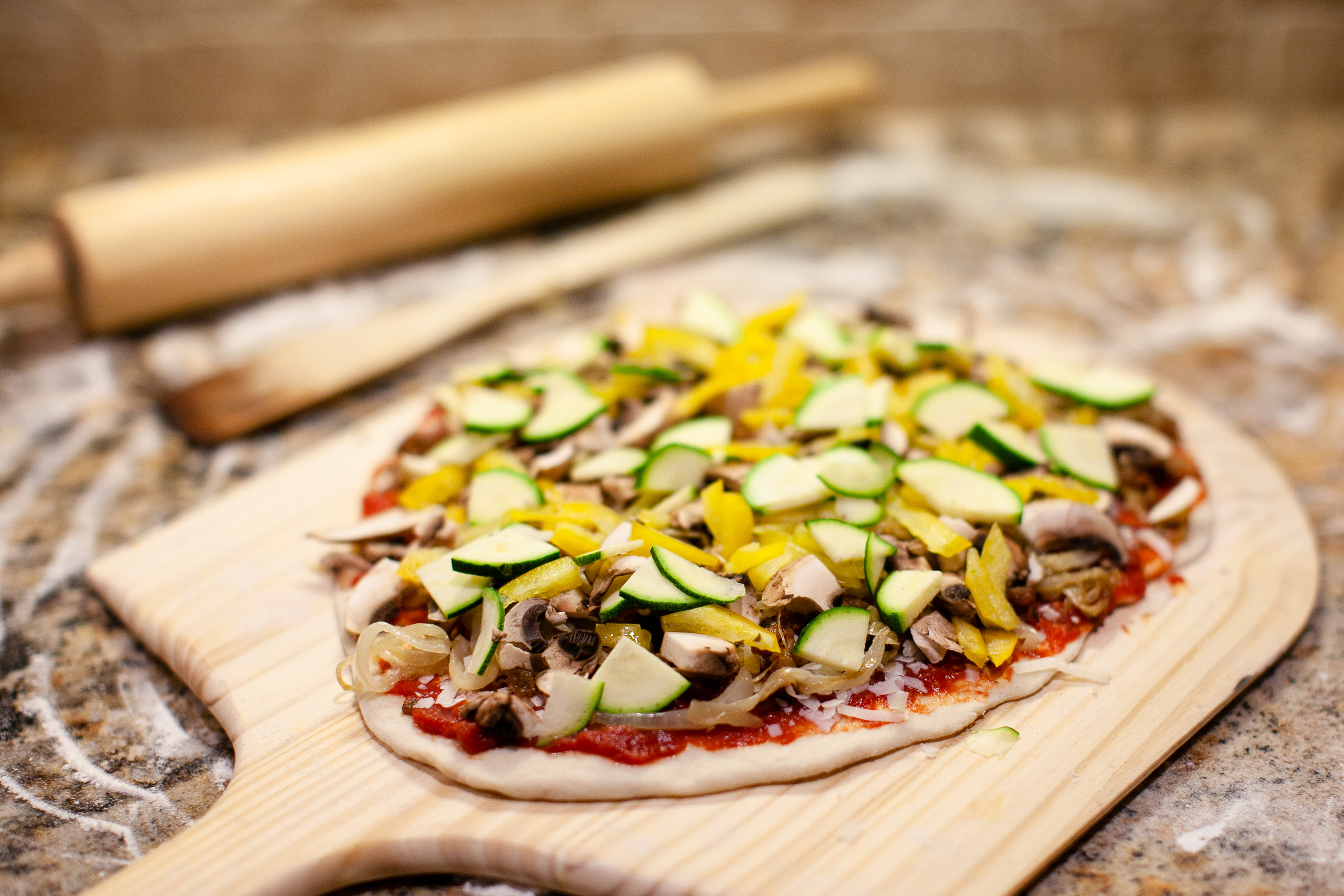 Whole-Wheat Pizza with Veggies and Olive Oil