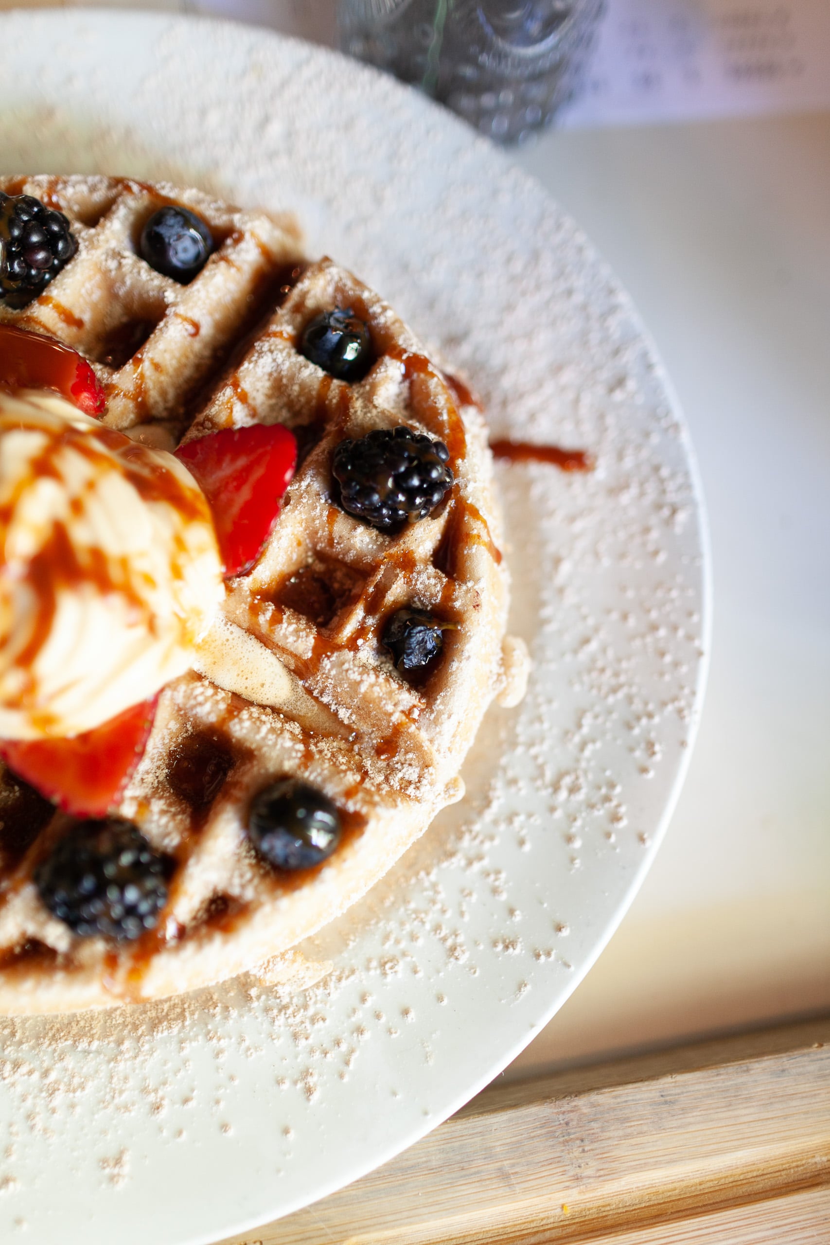 Crispy Waffles with Whipped Cream & Berries